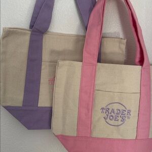 Set of 2 Trader Joe’s Mini Totes- NEW March Release (Pink and Purple)